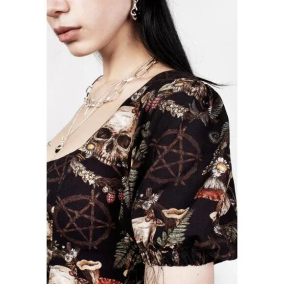 DISTURBIA Goliath skull and pentagram print mini dress - Picture 3 of 7